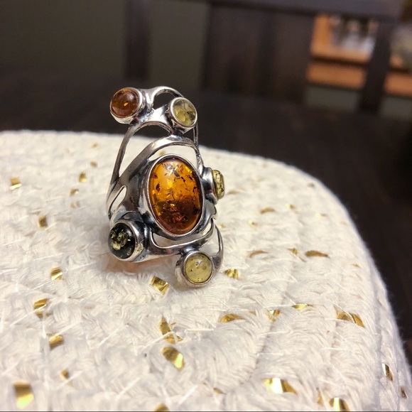 Jewelry - ⚡️Sterling silver Amber ring⚡️ lower price 6hrs